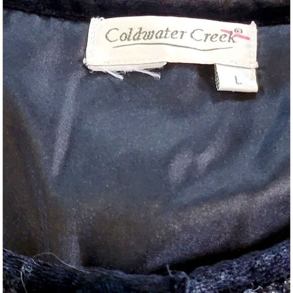 Coldwater Creek L Tweed Wool Blend Blazer‎ Jacket Career Boucle 1 Hook Blck/Wht - Picture 7 of 7